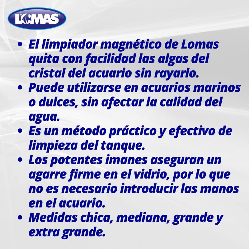 Lomas Limpiador Magnético para Peceras y/o Acuarios Tamaño Extra Grande
