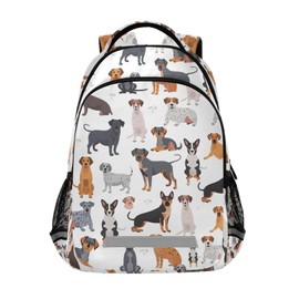 ZOEO Shepherd Doberman Bulldog Dogs Backpack for Boys Girls School Elementary Bookbag Student Travel Daybag Casual Rucksack Age 6-12 Kids Rucksack, Medium