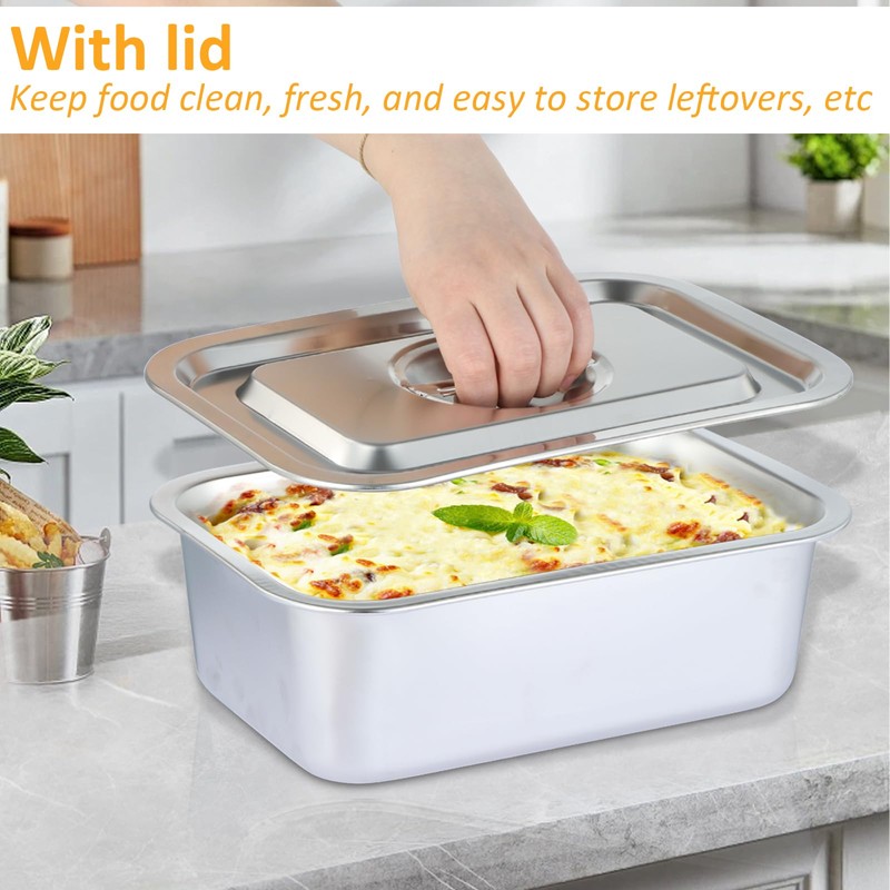 CODOHI 2 Pack Lasagna Pan with Lid 3.9 Inch Deep,