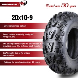 WANDA Set of 2 Sport ATV tires 20x10-9 20x10x9 4PR Deep Tread
