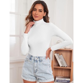 Kindcall Women Long Sleeve Bodysuit Shirts Shapewear Tummy Control for Teen Lady (White,X-Small)