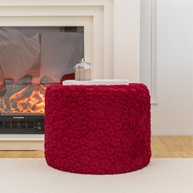 Ottoman Foot Rest Stuffed, Round Boho Floor Poof Seating,Armchair Foot Stool, Floor Cushion, Bean Bag Pouf Ottoman 18x18x14 Inch (Burgundy)