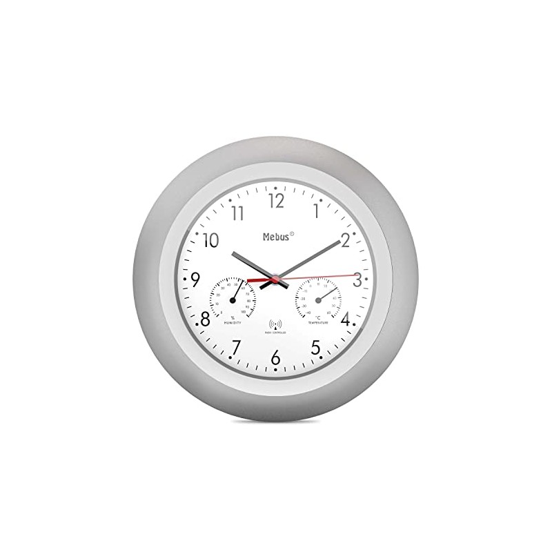 Mebus 19450 Radio-Controlled Wall Clock with Thermometer and Hygrometer /