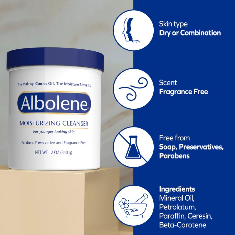 Albolene Moisturizing Cleanser & Makeup Remover Balm - Fragrance-Free Facial