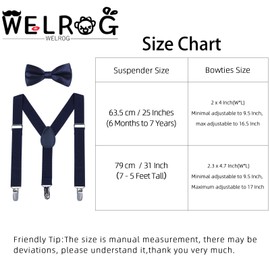 WELROG Kids Suspender Bow Tie Sets - Adjustable Braces With Bowtie Gift Idea for Boys and Girls (Navy blue)