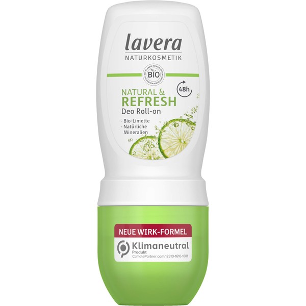 Lavera Roll-On Deodorant Natural & Refresh 48 Hours - Vegan - Natural Cosmetics - Organic Lime & Natural Minerals - No Aluminium - Reliable Protection for a Fresh Skin Feeling - 48 Hours Protection - 50 ml