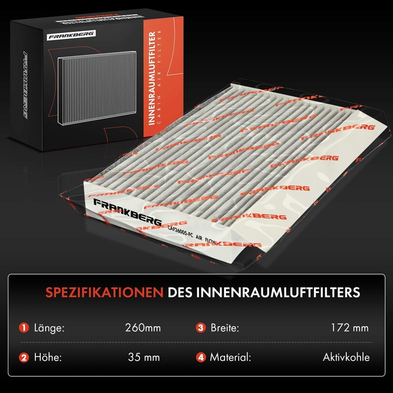 Frankberg 2 x Cabin Air Filter Pollen Filter with Activated