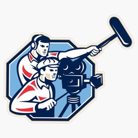 Cameraman Vintage Camera Soundman Boom Retro Bumper Sticker Window Vinyl Decal 5"