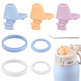 2 Sets ubber Seal Replacement for Ello Pop & Fill Stainless Steel Water Bottle，3 pcs Water Bottle Mouthpiece for Ello Pop & Fill Water Bottle，for 22oz、32oz、40oz Ello Pop & Fill (8, Pink/Yellow/Blue)