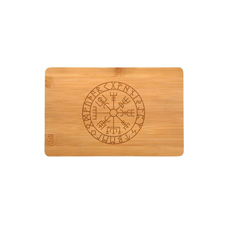 Samunshi® Wooden Board with Engraving Vegvisir Vikinger Kompass Runes Bamboo