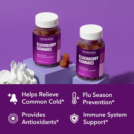 Elderberry Gummies 100mg for Fast Cold & Flu Relief | Immune Booster for Adults | Organic Sambucol Black Elderberry, Vitamin C & Zinc Gummies | Cough, Fever & Immune Support with Antioxidants | 60ct