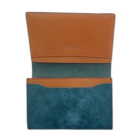 Fabrizio Business Card Holder, Men's, Women's, Genuine Leather, Large Capacity, Easy to Access, Italian Leather, Business Card Case, Leather, Petrolio