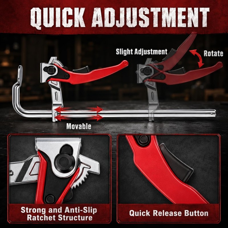 12-Inch 6-Pack Ratcheting Bar Clamps Set, 330 lbs Load Limit