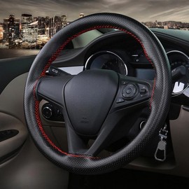 Funda de Volante de Cuero Cosida a Mano para Automóvil Universal 36-40cm, Cubierta Protector Transpirable de Volante de Piel para Coche(Gris,40cm)