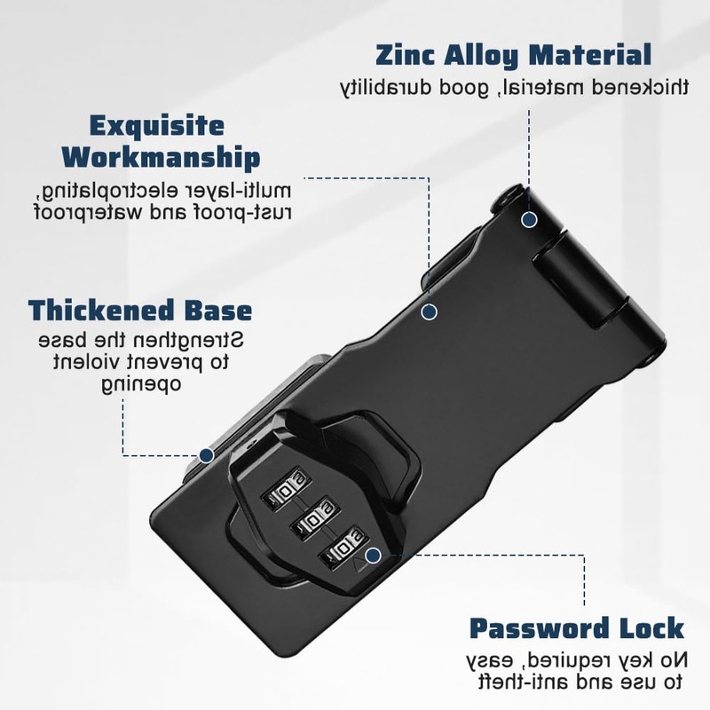LANSKYLAN Hasp Combination Lock 4 Inch Security Hasp with Lock