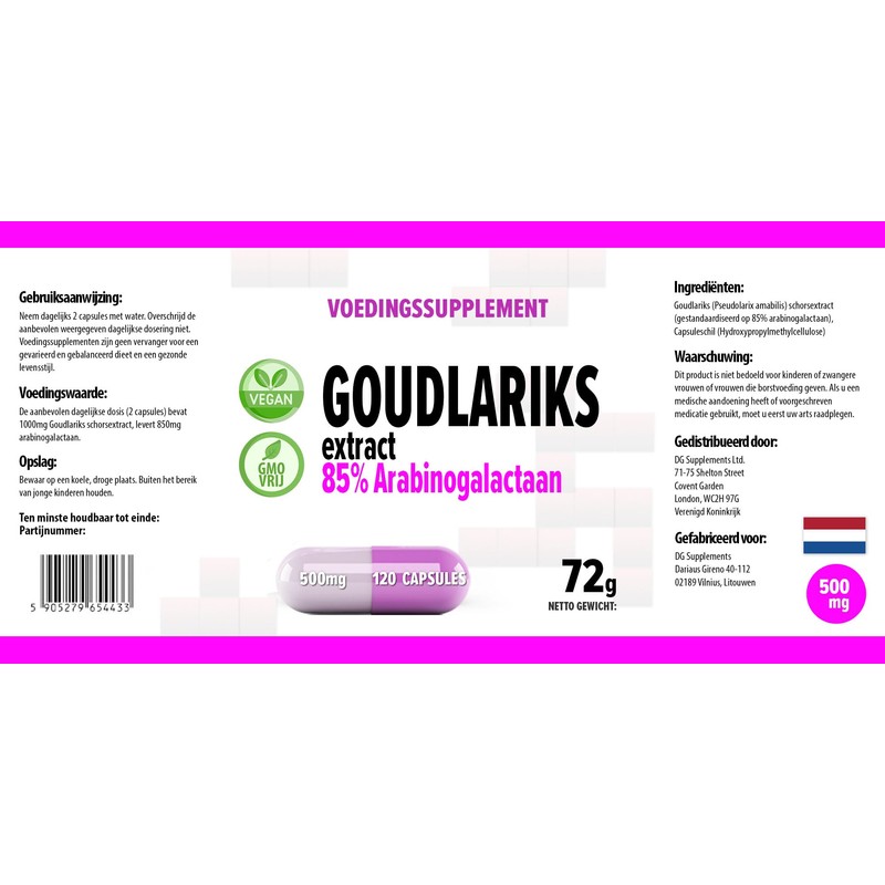 Hepatica Arabinogalactan (Larch Tree Extract) 500 mg 120 Vegan Capsules,
