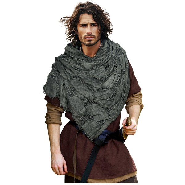 L'VOW Men's Medieval Hooded Cloak Greek Gods Shoulder Cape Post