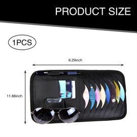 Flygun 1 PC Car Sun Visor CD Storage Bag, Multi-pocket Leather Layered Organizer, Multi-functional Storage Folder for CDs Sunglasses Cards Pens, Universal Interior Accessories for Cars (Black)