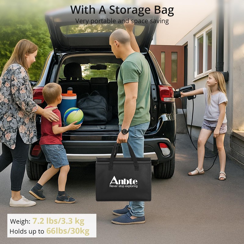 Anbte Folding Camping Table with Storage Net, 3ft Camping Table