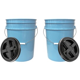 House Naturals 5 Gallon Food Grade BPA Free Bucket Pail with Black air-Tight Screw on Lid (Pack of 2)
