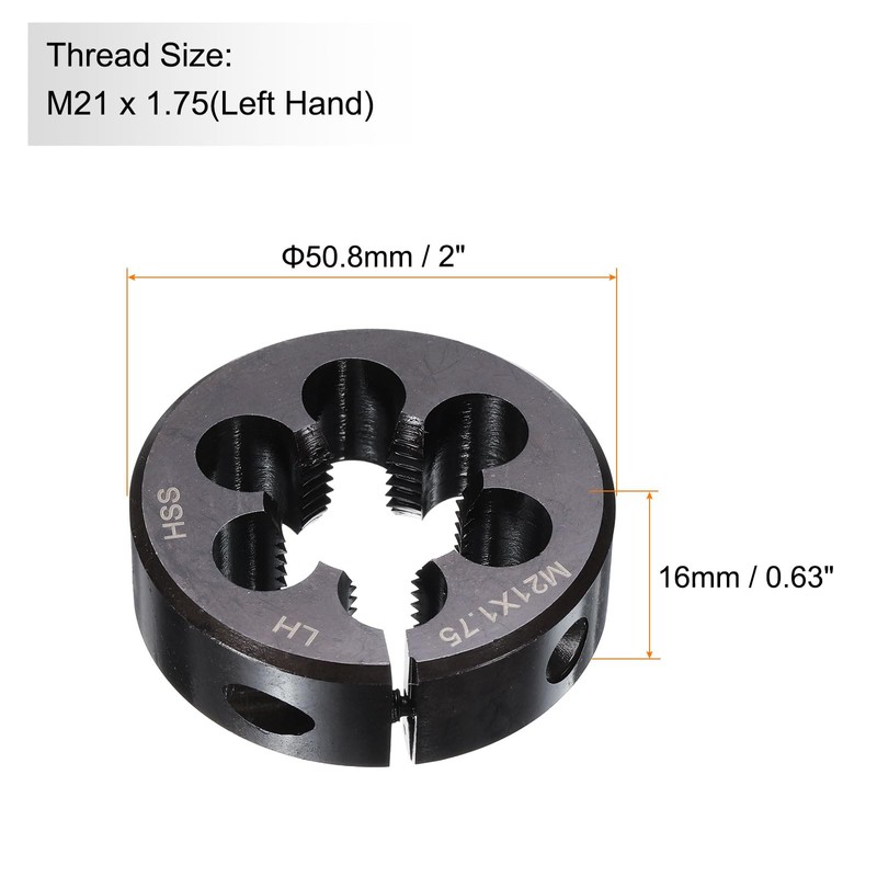 sourcing map Round Threading Die M21 x 1.75 Metric Thread