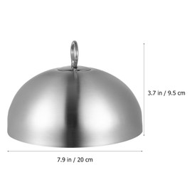 Hemoton Melting Dome and Burger Cover, Stainless Steel Food Bell Teppanyaki Lid Steak Cover, Silver, 20 x20 x 9. 5 cm