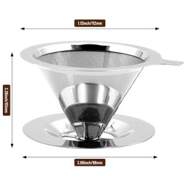 Coffee Filter-Pour Over Coffee Filter, Stainless Steel Reusable Drip Coffee Filter,Pour Over Coffee Dripper for Manual Production, Coffee Preparation, Coffee Filter Attachment, Easy to Clean.