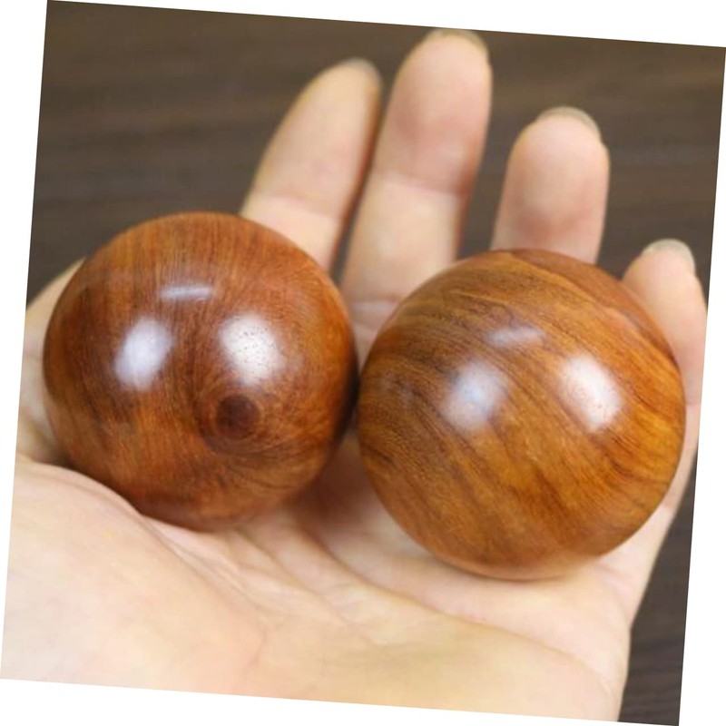 SAFIGLE 2pcs Wooden Massage Balls for Hand Exercise Round Fitness