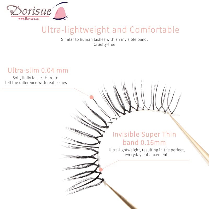 Dorisue Natural Round Eyes False Eyelashes - Ultra-Thin Invisible Band