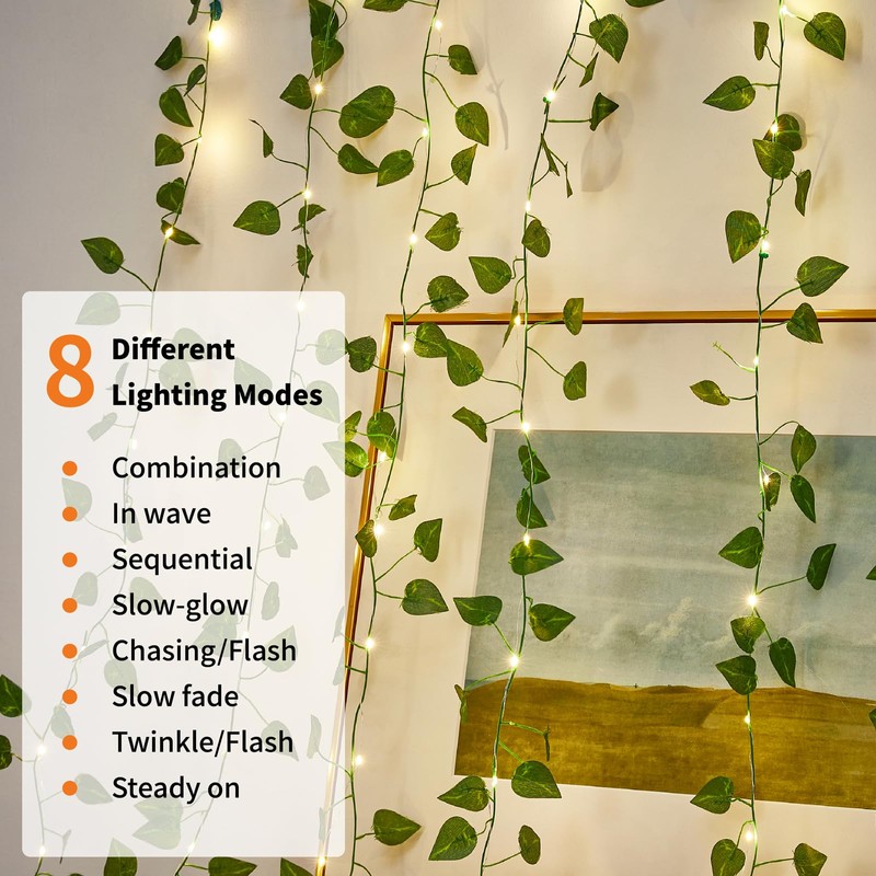 KAiSnova Solar Vine String Lights Outdoor, 33FT 100LED Warm White