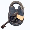 Antique Style Rustic Cast Iron Padlock Heavy Duty Skeleton Key