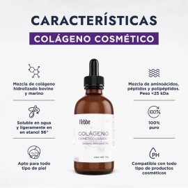 Hebbe Cosmetics Colágeno Hidrolizado Líquido 100g Piel y Cabello                                                                                      