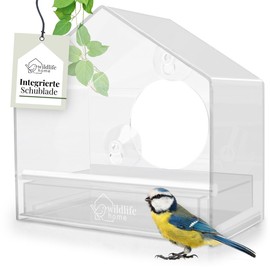 WILDLIFE HOME Window Feeder for Wild Birds, Transparent with Removable Feeding Cassette, Bird House with Suction Cups, Feeder, Bird Feeder for Wild Birds, Clever