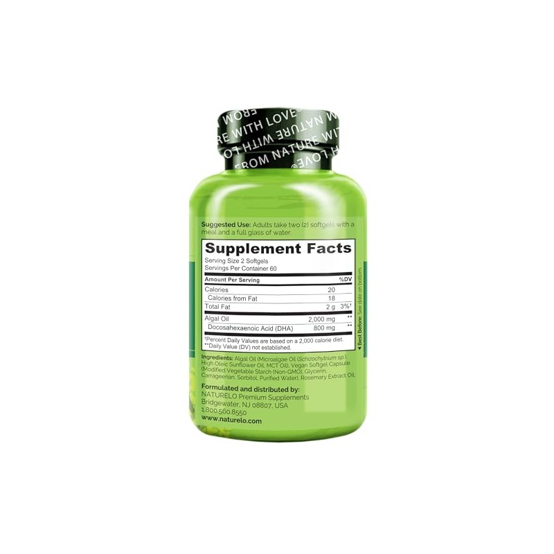 Naturelo Vegano Dha Aceite Omega Algas 120 Cápsulas Blandas