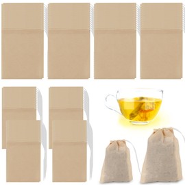 Disposable Tea Filter Bags for Loose Tea, Biodegradable and Compostable Material, Unbleached Tea Infuser, Coffee Bags with Drawstring, Pack of 200