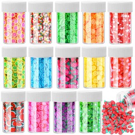 Acejoz 12000 Pcs 15 Styles Assorted Fimo Slices for DIY Slime, Nail Art, Lip Gloss & Cellphone Decorations