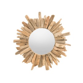DEMDACO Circular Driftwood Natural Brown 23 x 23 Wood and Glass Wall Mounted Mirror