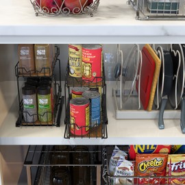 Simple Houseware 2-Tier Spice Rack Slide Out Wire Basket Drawer Organizer, Black