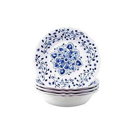 Le Cadeaux Melamine 7.5 Inch Cereal Bowl Set of 4, Moroccan Blue