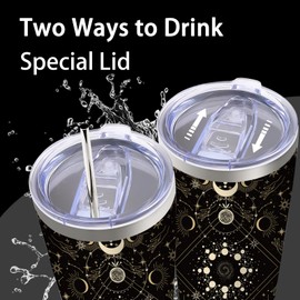 Goiicoln Astrology Tumbler 20oz, Sun and Moon Magic Cup, Travel Tumbler with Lid and Straw Stainless Steel, Constellation Tumbler Mystic, Divination Gift for Women, Moon Phase Gothic Decor