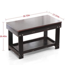 YouHi Kids Activity Table with Board for Bricks Activity Play Table (Dark Brown)