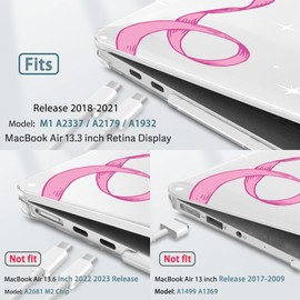 Tuiklol for MacBook Air 13 inch 2021-2018 Release M1 A2337/A2179/A1932 with Retina Display Touch ID,Hard Shell Case and Keyboard Cover for MacBook Air 13.3'' Cover,Bow