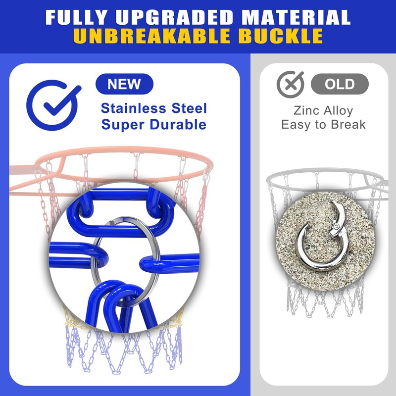 Heavy Duty Basketball Hoop Net, Anti-Rust Carbon Steel Chain Net