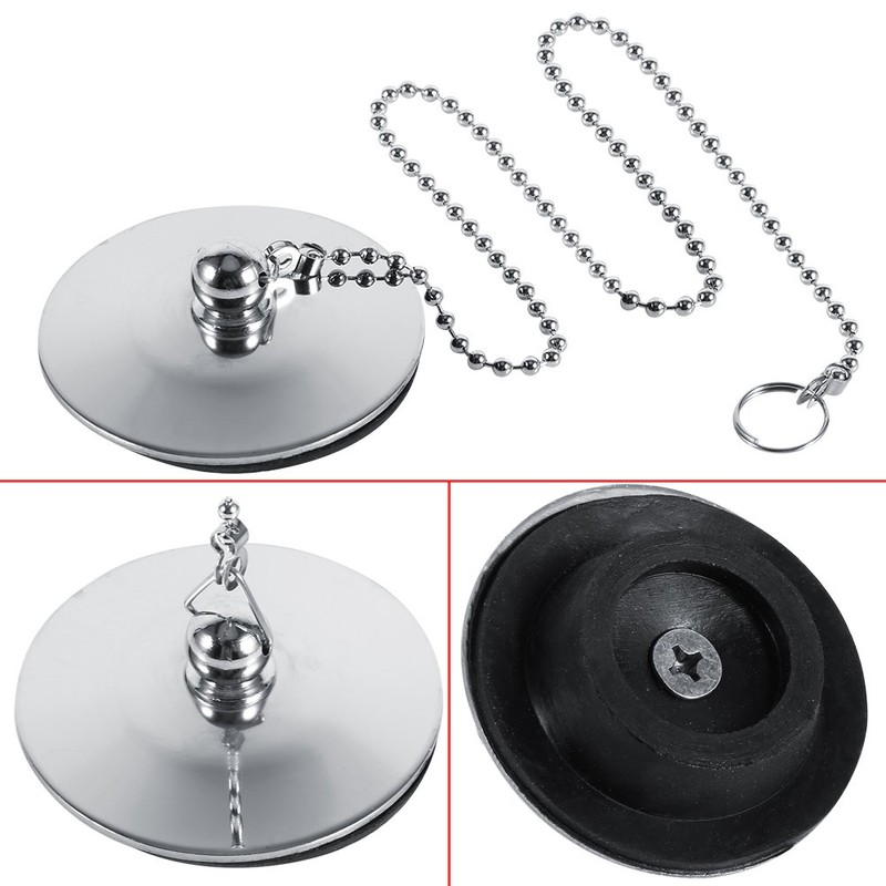 Bath Tub Stopper with Chain, Stainless Steel Panel Thickened Kitchen