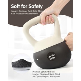 Soft Kettlebell - Cushioned Impact-Resistant Base and Anti-Slip, Kettle bell Anti-Slip Grip Weight for Home Workouts, Safe Strength Training Kettlebells Sets for Women & Men, With Non-slip Gloves (Black-White, 15 LB)