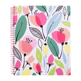 Steel Mill & Co Cute Large Spiral Notebook College Ruled, 11" x 9.5" with Durable Hardcover and 160 Lined Pages, Pink Poppy