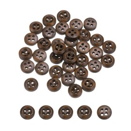 uxcell 80Pcs Wooden Buttons, 10mm(13/32") 4 Hole Round Wood Sewing Button Craft for Sewing DIY Craft Clothing, Coffee