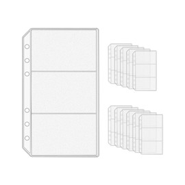 NatSumeBasics 12 A6 Binder Pockets Double-Sided Frosted Cash Stuffing Envelopes 1 Side 3.5"x6.5" Pocket, 1 Side 3.5"x2.3" 3 Pockets for Binding Accessories Supplies