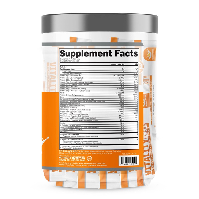 NutraOne VitalityOne On The Go Complete Multivitamin, Probiotic and Enzyme