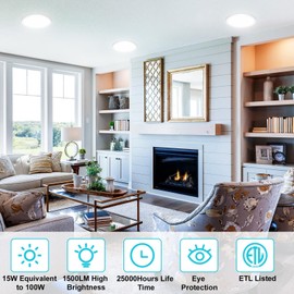 libtit 7 Inch White Flush Mount Ceiling Light, 15W 1500Lm Ceiling Light Fixture,3000K/4000K/6500K Color Selectable,Ultra-Thin Round Ceiling Lighting Fixture for Bedroom Kitchen Pantry Basement